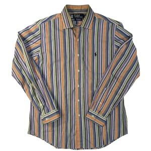 Polo Ralph Lauren Westerton Fit Orange Blue Stripe L/S Button Shirt Men's Size L